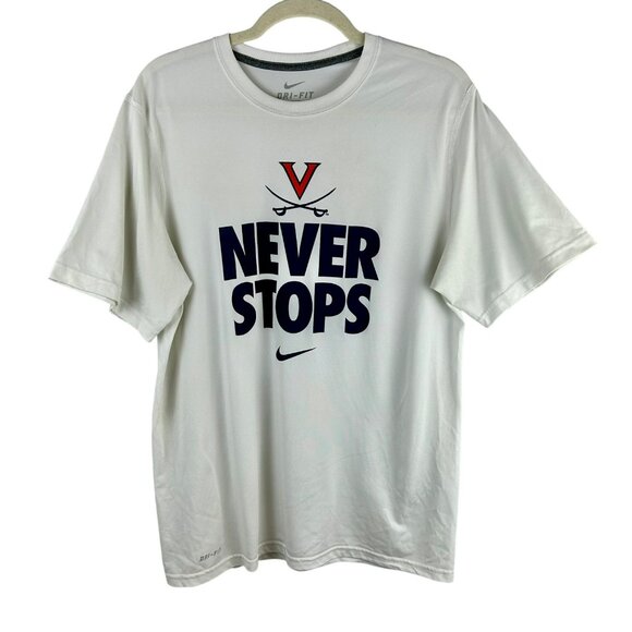 Nike Dri Fit UVA Performance T Shirt Men Unisex Medium White Virginia Cavaliers - Picture 1 of 7